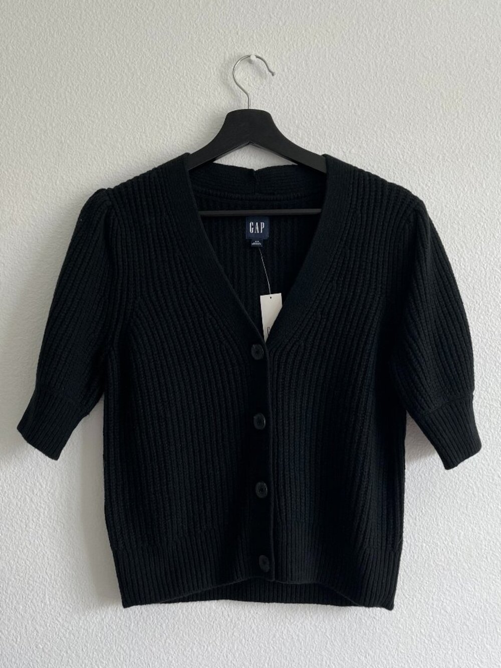 NWT Gap CashSoft Puff Sleeve Cardigan Black Size XS